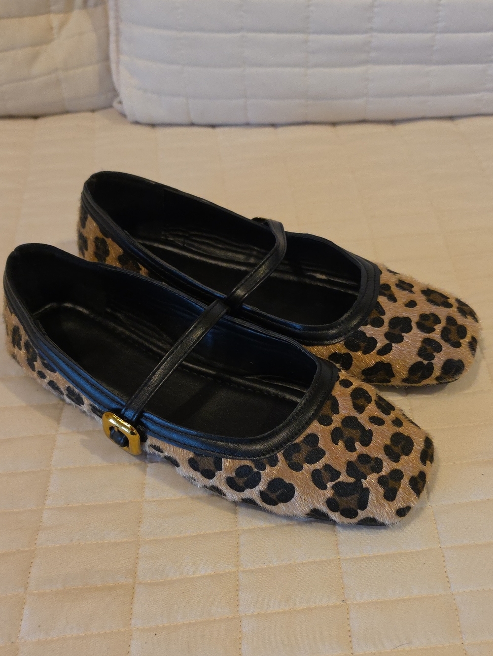 Faux Fur, Animal Print, Ballet/Mary Jane Style, Size 8